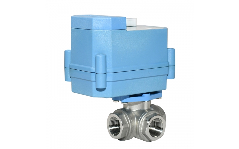 LoraWan Remote control 3 Way Electric Valve Stainless Steel Metal Gears, IP67, NSF, CE certifed